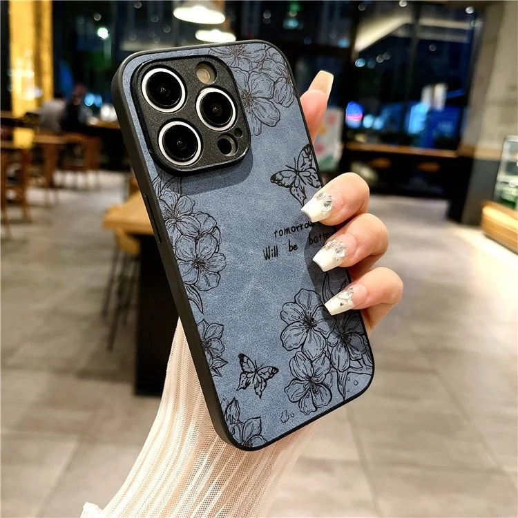 For iPhone 14 Pro Max Case Retro PU Leather+PC+TPU Smart Phone Shell