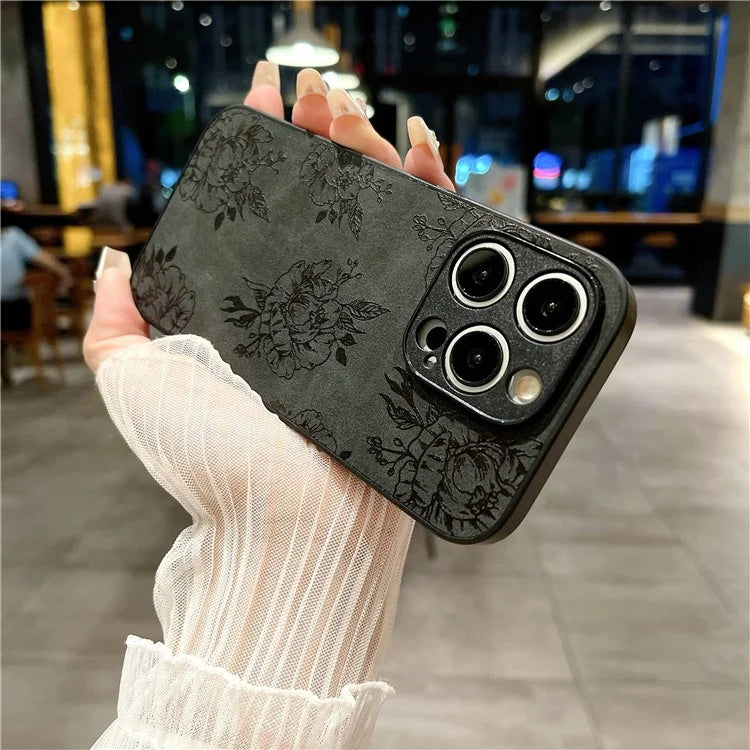 For iPhone 14 Pro Max Case Retro PU Leather+PC+TPU Smart Phone Shell