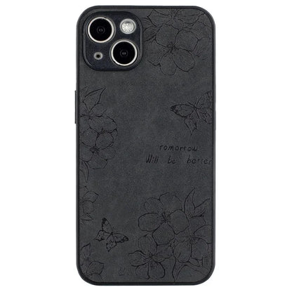 For iPhone 13 Floral Phone Case PU Leather Coated PC+TPU Retro Back Cover