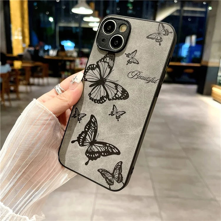 For iPhone 14 Case Pattern Print PU+PC+TPU Shockproof Phone Cover