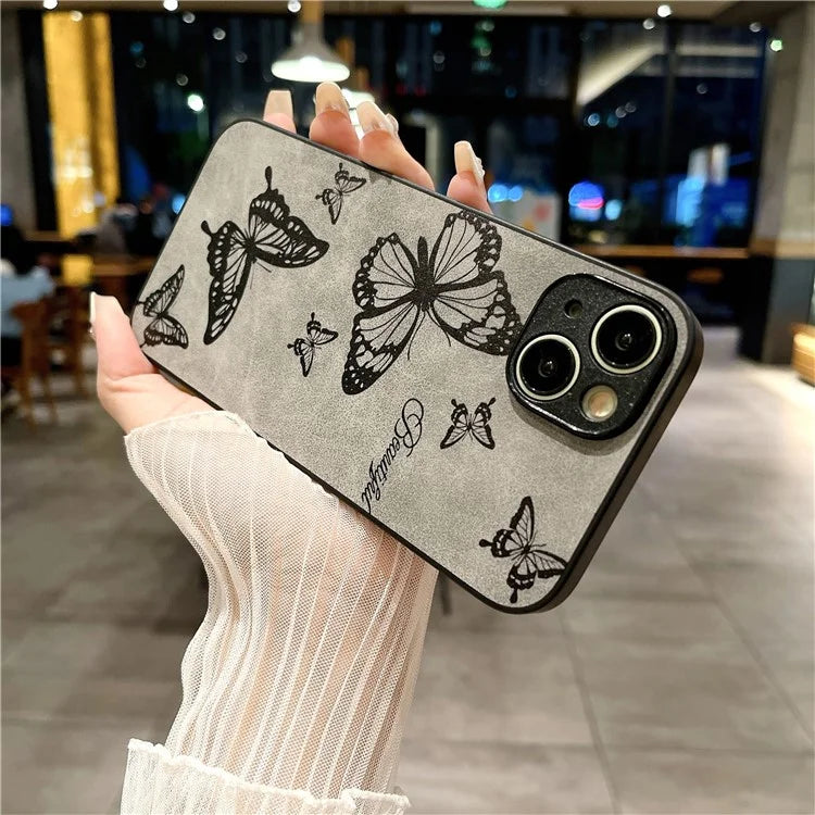 For iPhone 14 Case Pattern Print PU+PC+TPU Shockproof Phone Cover