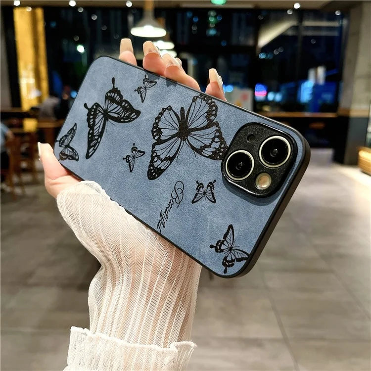 For iPhone 14 Case Pattern Print PU+PC+TPU Shockproof Phone Cover