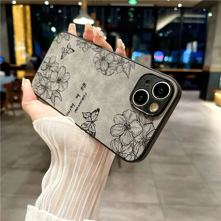 For iPhone 14 Case Pattern Print PU+PC+TPU Shockproof Phone Cover