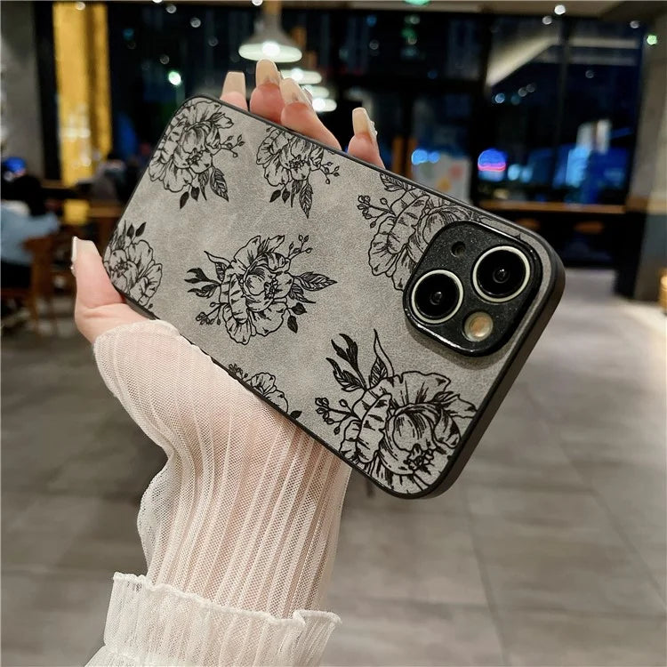 For iPhone 14 Case Pattern Print PU+PC+TPU Shockproof Phone Cover