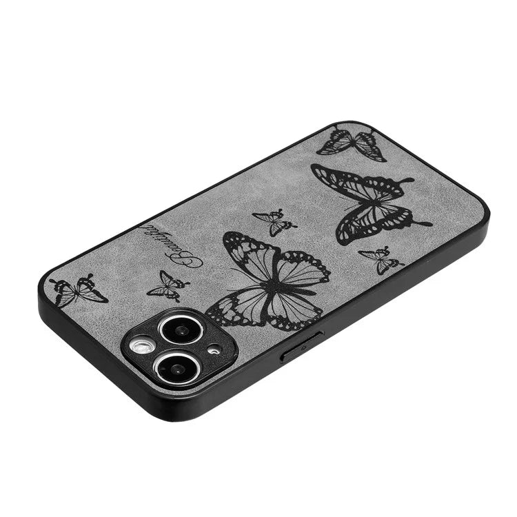 For iPhone 14 Plus Retro Back Case PU Leather Drop-Proof Phone Cover