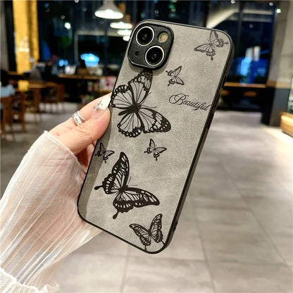 For iPhone 14 Plus Retro Back Case PU Leather Drop-Proof Phone Cover