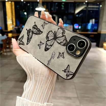 For iPhone 14 Plus Retro Back Case PU Leather Drop-Proof Phone Cover