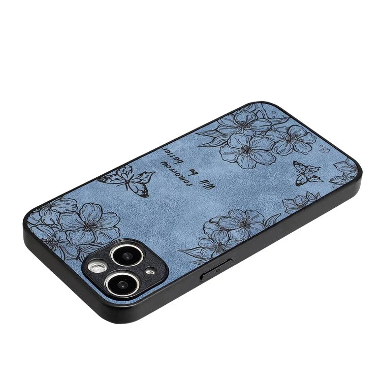For iPhone 14 Plus Retro Back Case PU Leather Drop-Proof Phone Cover