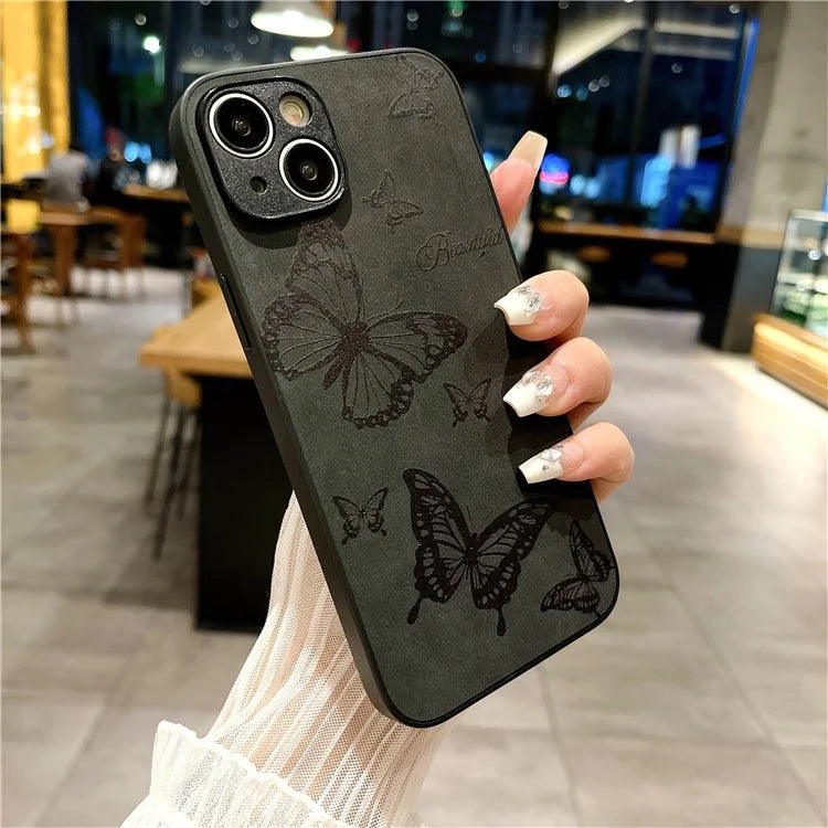 For iPhone 14 Plus Retro Back Case PU Leather Drop-Proof Phone Cover