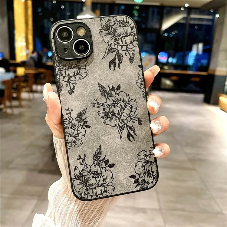 For iPhone 14 Plus Retro Back Case PU Leather Drop-Proof Phone Cover