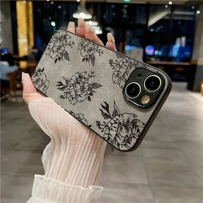 For iPhone 14 Plus Retro Back Case PU Leather Drop-Proof Phone Cover
