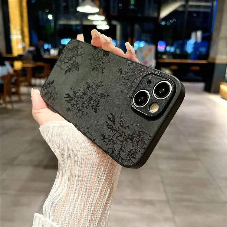 For iPhone 14 Plus Retro Back Case PU Leather Drop-Proof Phone Cover