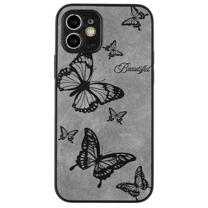 For iPhone 12 Butterfly Pattern Phone Case PU Leather+PC+TPU Cell Phone Cover