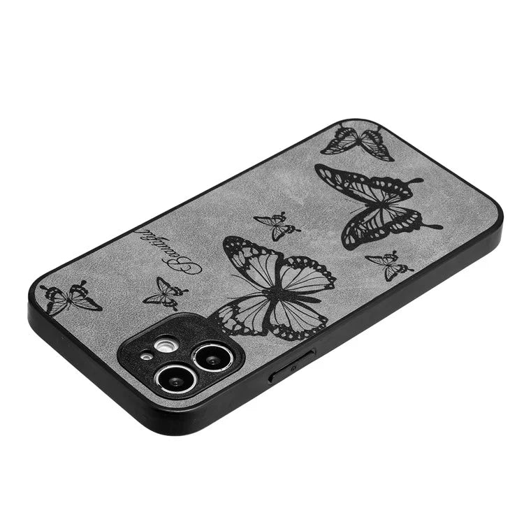 For iPhone 12 Butterfly Pattern Phone Case PU Leather+PC+TPU Cell Phone Cover