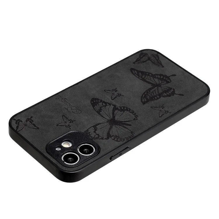 For iPhone 12 Butterfly Pattern Phone Case PU Leather+PC+TPU Cell Phone Cover