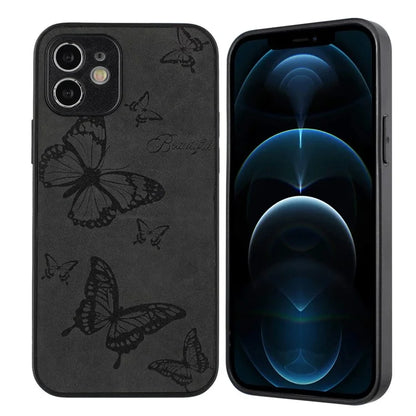 For iPhone 12 Butterfly Pattern Phone Case PU Leather+PC+TPU Cell Phone Cover