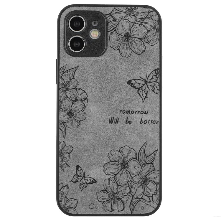For iPhone 12 Butterfly Pattern Phone Case PU Leather+PC+TPU Cell Phone Cover