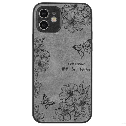 For iPhone 12 Butterfly Pattern Phone Case PU Leather+PC+TPU Cell Phone Cover
