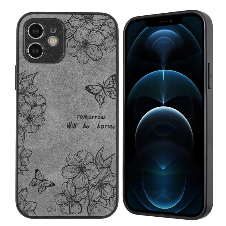 For iPhone 12 Butterfly Pattern Phone Case PU Leather+PC+TPU Cell Phone Cover
