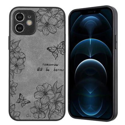 For iPhone 12 Butterfly Pattern Phone Case PU Leather+PC+TPU Cell Phone Cover
