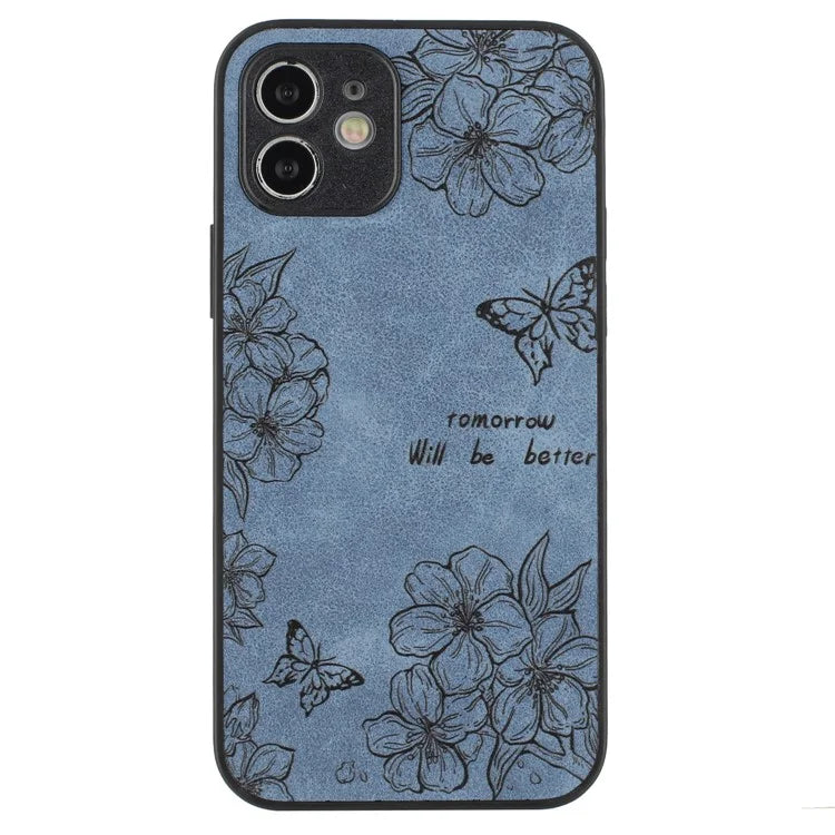 For iPhone 12 Butterfly Pattern Phone Case PU Leather+PC+TPU Cell Phone Cover