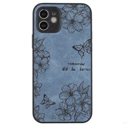 For iPhone 12 Butterfly Pattern Phone Case PU Leather+PC+TPU Cell Phone Cover