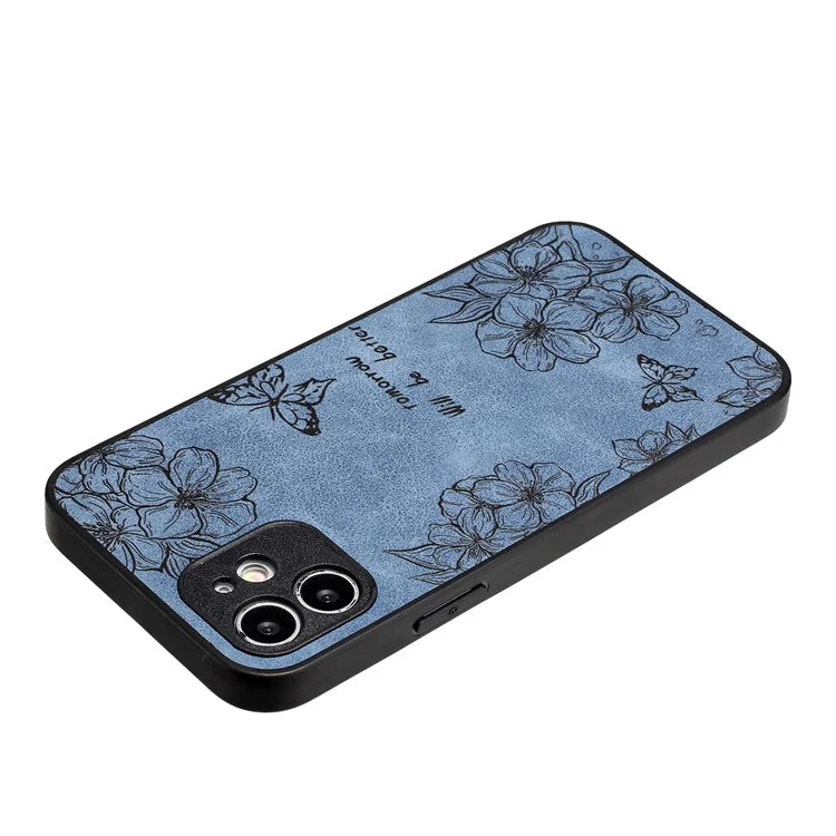 For iPhone 12 Butterfly Pattern Phone Case PU Leather+PC+TPU Cell Phone Cover