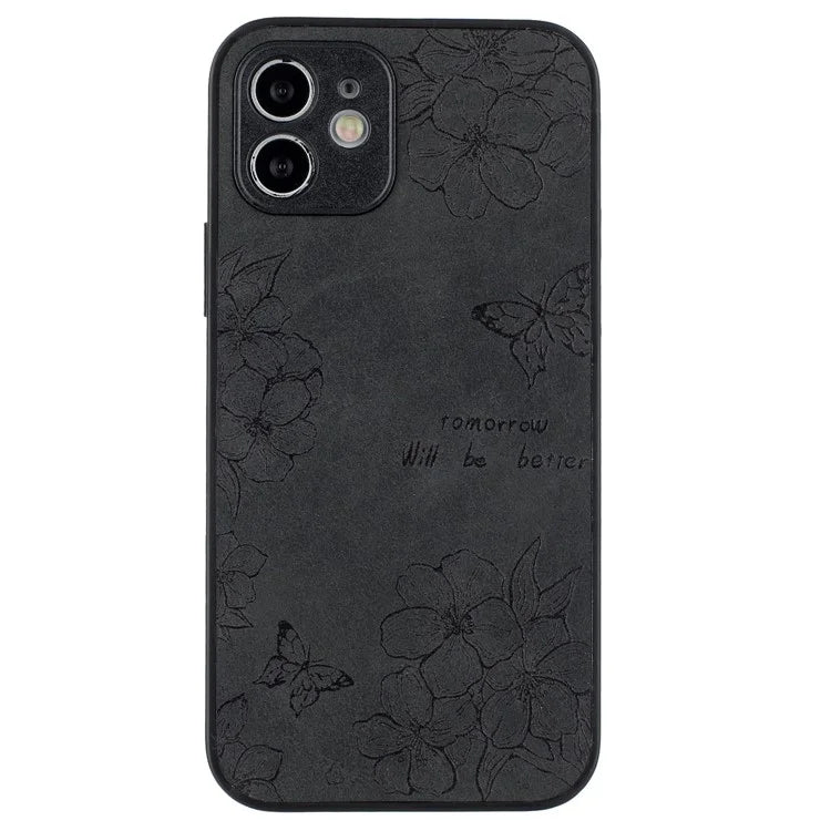 For iPhone 12 Butterfly Pattern Phone Case PU Leather+PC+TPU Cell Phone Cover