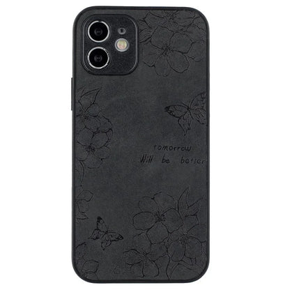 For iPhone 12 Butterfly Pattern Phone Case PU Leather+PC+TPU Cell Phone Cover
