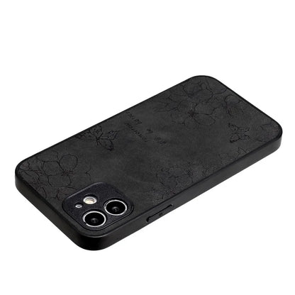 For iPhone 12 Butterfly Pattern Phone Case PU Leather+PC+TPU Cell Phone Cover