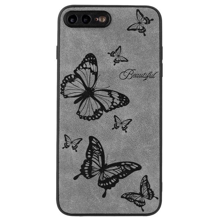 Floral Phone Case for iPhone 7 Plus / 8 Plus PU Leather Coated PC+TPU Cover