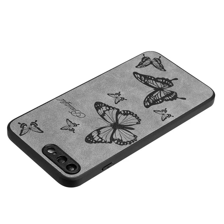 Floral Phone Case for iPhone 7 Plus / 8 Plus PU Leather Coated PC+TPU Cover
