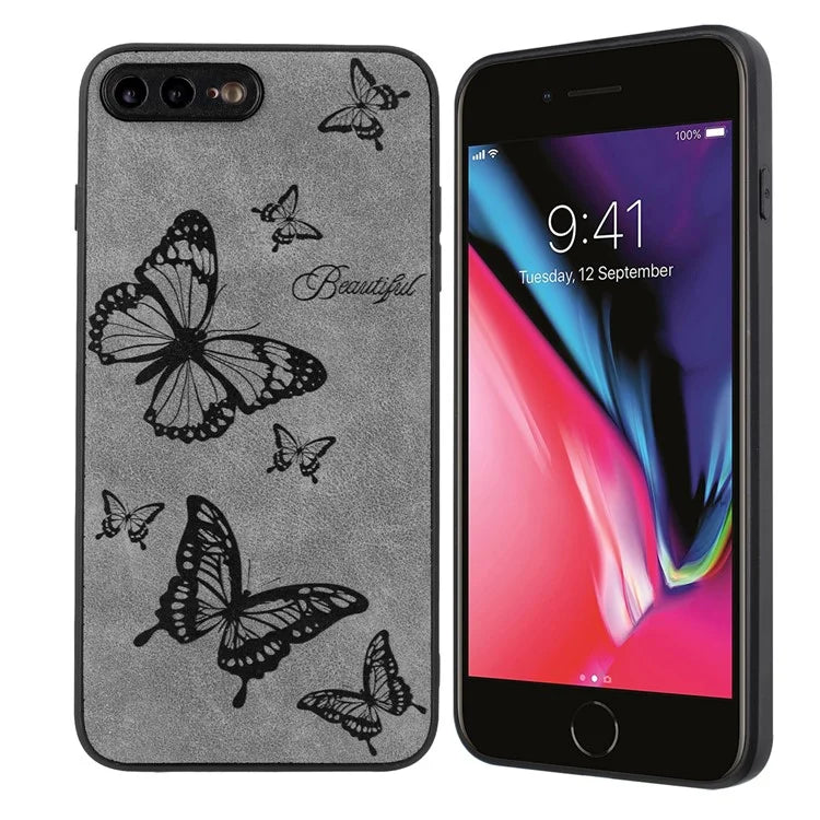 Floral Phone Case for iPhone 7 Plus / 8 Plus PU Leather Coated PC+TPU Cover