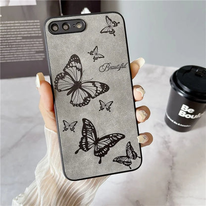 Floral Phone Case for iPhone 7 Plus / 8 Plus PU Leather Coated PC+TPU Cover