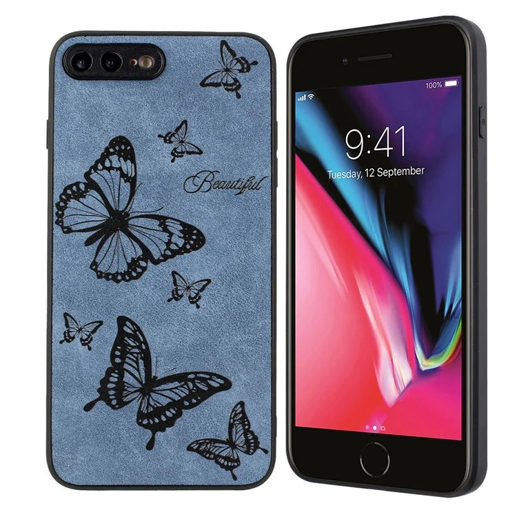 Floral Phone Case for iPhone 7 Plus / 8 Plus PU Leather Coated PC+TPU Cover