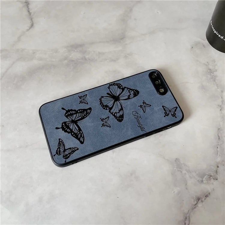 Floral Phone Case for iPhone 7 Plus / 8 Plus PU Leather Coated PC+TPU Cover