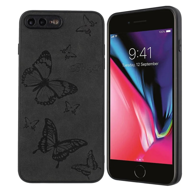 Floral Phone Case for iPhone 7 Plus / 8 Plus PU Leather Coated PC+TPU Cover