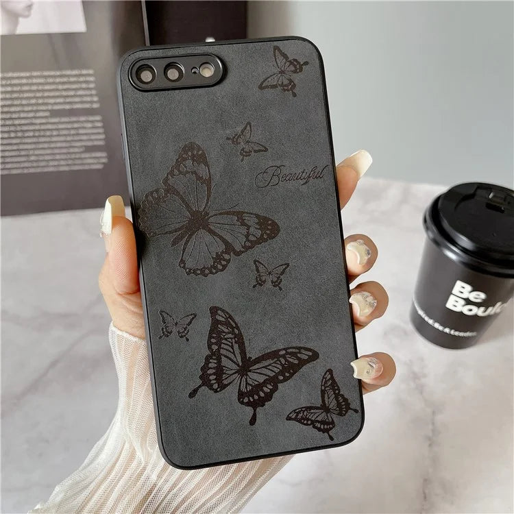 Floral Phone Case for iPhone 7 Plus / 8 Plus PU Leather Coated PC+TPU Cover