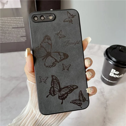 Floral Phone Case for iPhone 7 Plus / 8 Plus PU Leather Coated PC+TPU Cover