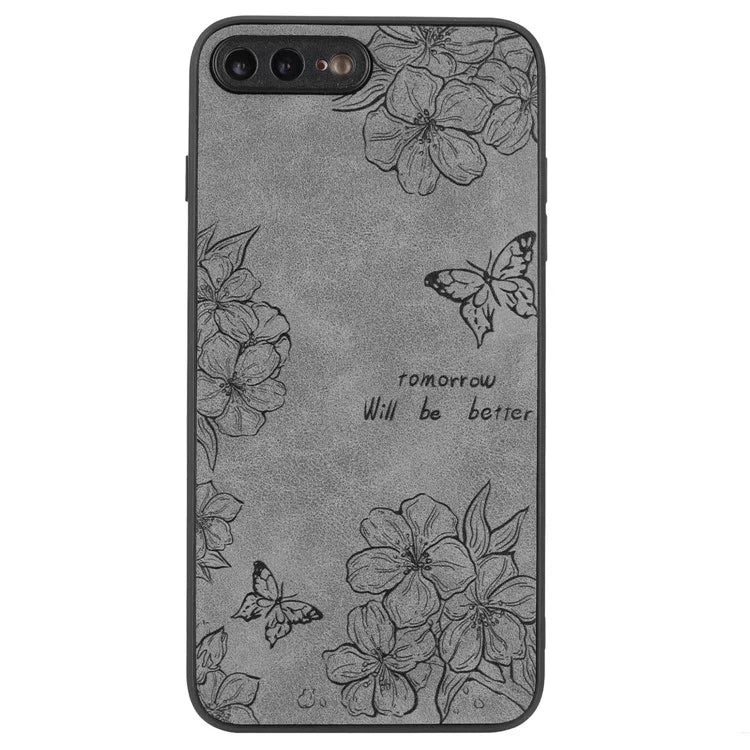 Floral Phone Case for iPhone 7 Plus / 8 Plus PU Leather Coated PC+TPU Cover