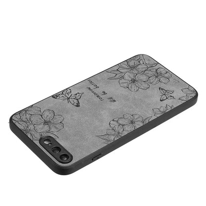Floral Phone Case for iPhone 7 Plus / 8 Plus PU Leather Coated PC+TPU Cover