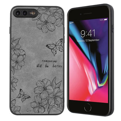 Floral Phone Case for iPhone 7 Plus / 8 Plus PU Leather Coated PC+TPU Cover