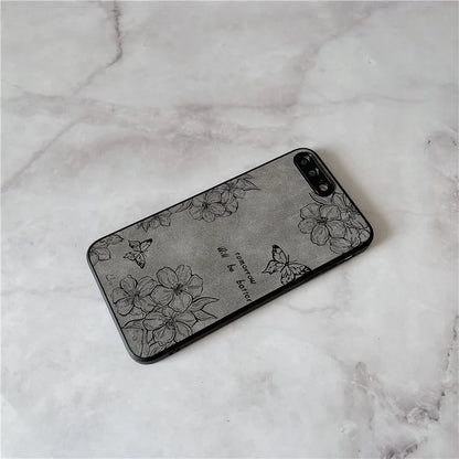 Floral Phone Case for iPhone 7 Plus / 8 Plus PU Leather Coated PC+TPU Cover