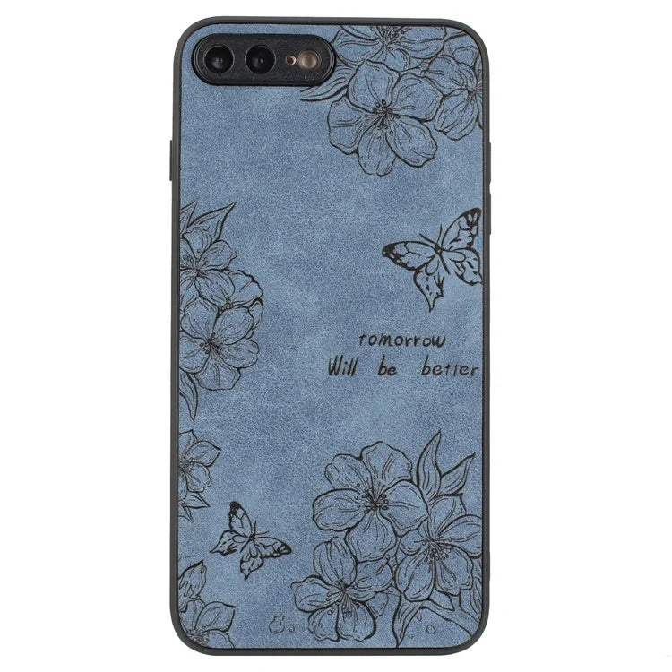 Floral Phone Case for iPhone 7 Plus / 8 Plus PU Leather Coated PC+TPU Cover