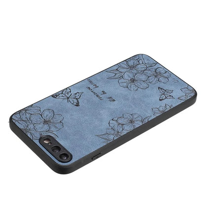 Floral Phone Case for iPhone 7 Plus / 8 Plus PU Leather Coated PC+TPU Cover