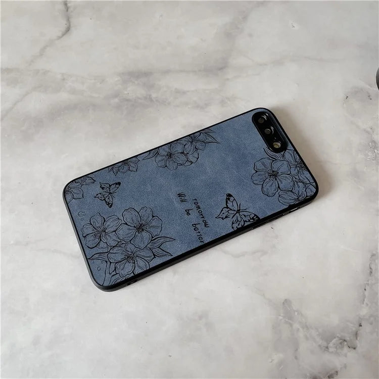 Floral Phone Case for iPhone 7 Plus / 8 Plus PU Leather Coated PC+TPU Cover
