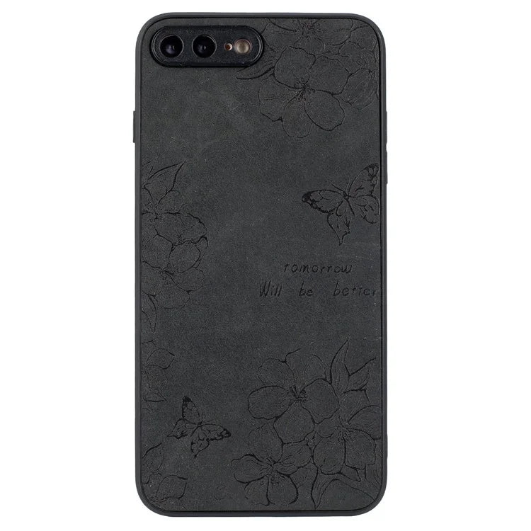 Floral Phone Case for iPhone 7 Plus / 8 Plus PU Leather Coated PC+TPU Cover