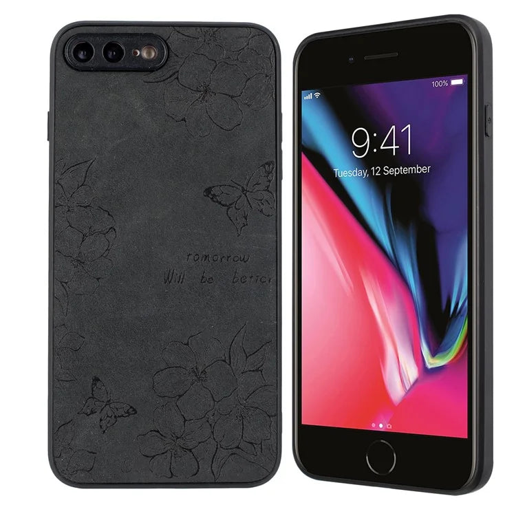 Floral Phone Case for iPhone 7 Plus / 8 Plus PU Leather Coated PC+TPU Cover