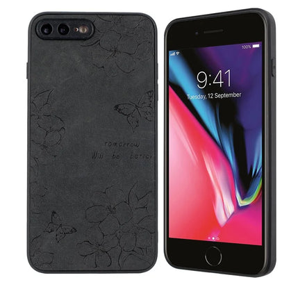 Floral Phone Case for iPhone 7 Plus / 8 Plus PU Leather Coated PC+TPU Cover
