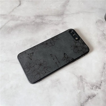 Floral Phone Case for iPhone 7 Plus / 8 Plus PU Leather Coated PC+TPU Cover